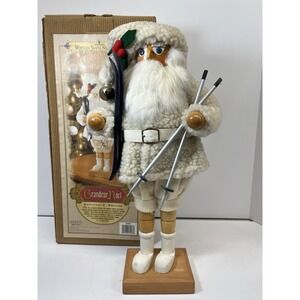 Grandeur Noel Collectors Edition Wooden Santa Nutcracker 17 Inch White Skier